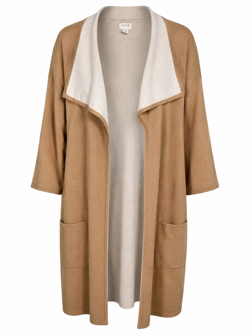 Chico's Beige Wool Blend Open Front Long Cardigan Size 3 XL